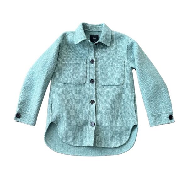 Rails Connie Herringbone Wool Oversize Shirt Jacket Shacket Small Kelly Green - Picture 3 of 9
